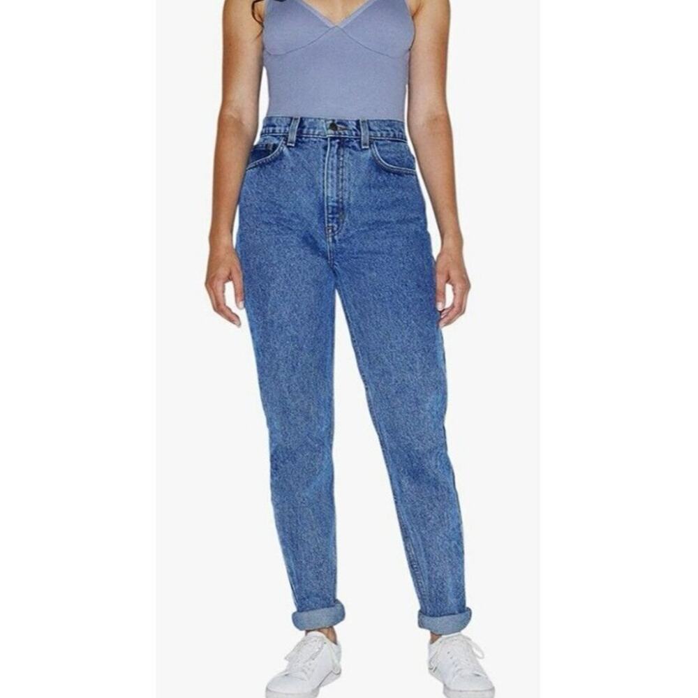 American Apparel The High Waisted Jean Medium Wash Blue Jeans Cotton Size 32